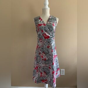 Croft & Barrow Red, Black & White Paisley Midi Dress